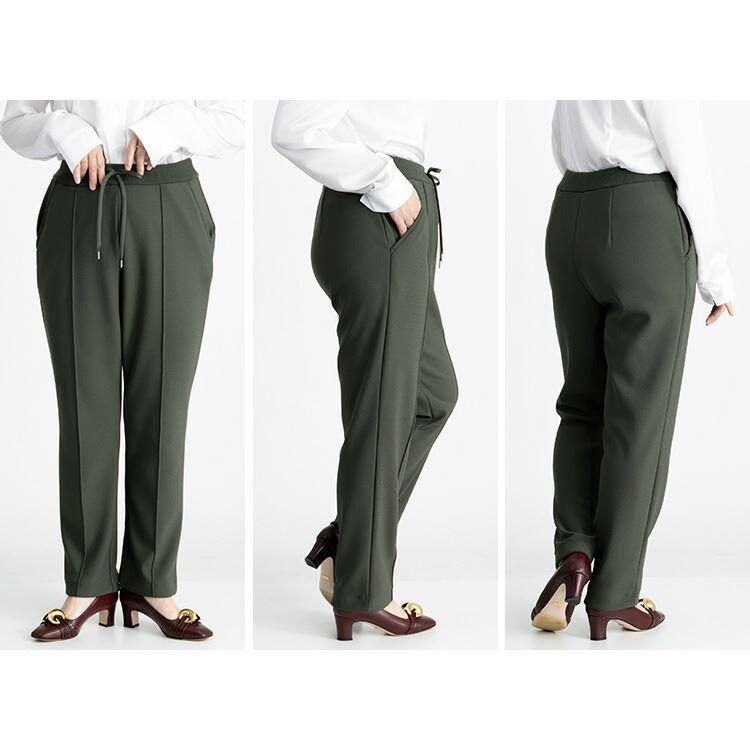 【送料無料/再入荷】 裏起毛でぽかぽか、きれい見えストレッチテーパードパンツ M-LL 4色 洗える 裏起毛 伸縮性 レディース ボトムス パンツ ウエストゴム |  | 10