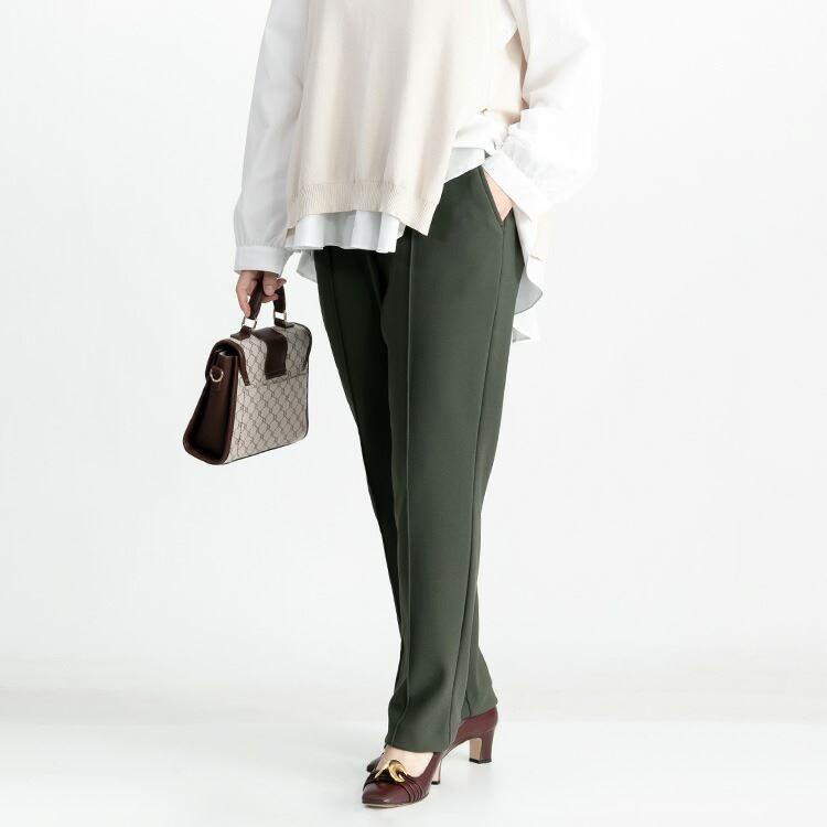 【送料無料/再入荷】 裏起毛でぽかぽか、きれい見えストレッチテーパードパンツ M-LL 4色 洗える 裏起毛 伸縮性 レディース ボトムス パンツ ウエストゴム |  | 11