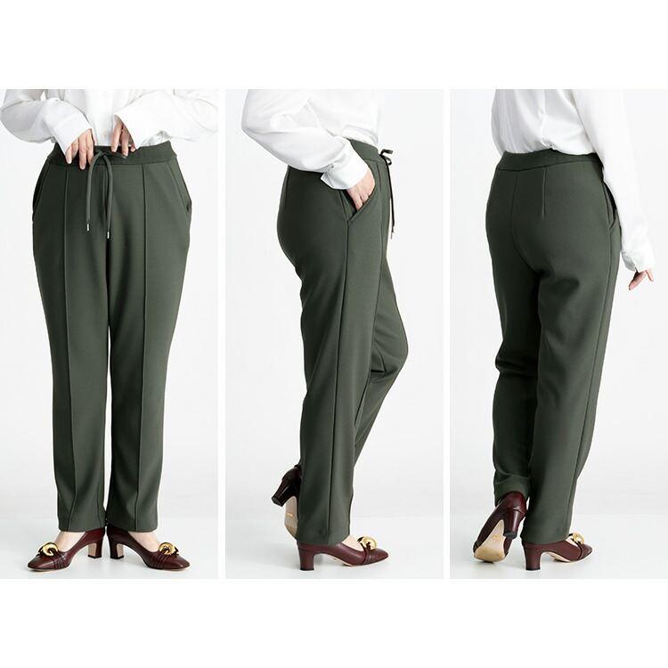 【再入荷】【送料無料】 裏起毛でぽかぽか、きれい見えストレッチテーパードパンツ M-LL 4色 洗える 裏起毛 伸縮性 レディース ボトムス パンツ ウエストゴム |  | 11