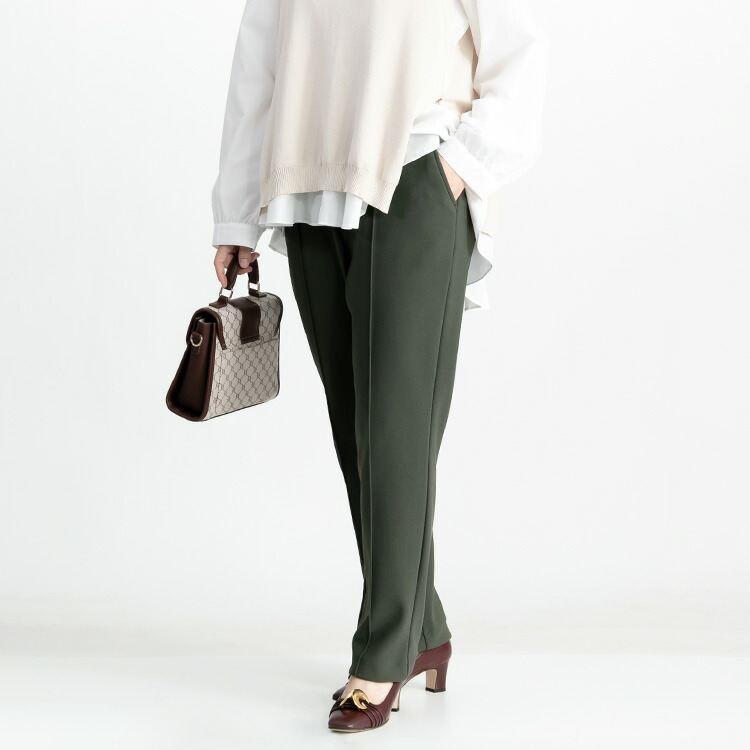 【再入荷】【送料無料】 裏起毛でぽかぽか、きれい見えストレッチテーパードパンツ M-LL 4色 洗える 裏起毛 伸縮性 レディース ボトムス パンツ ウエストゴム |  | 12