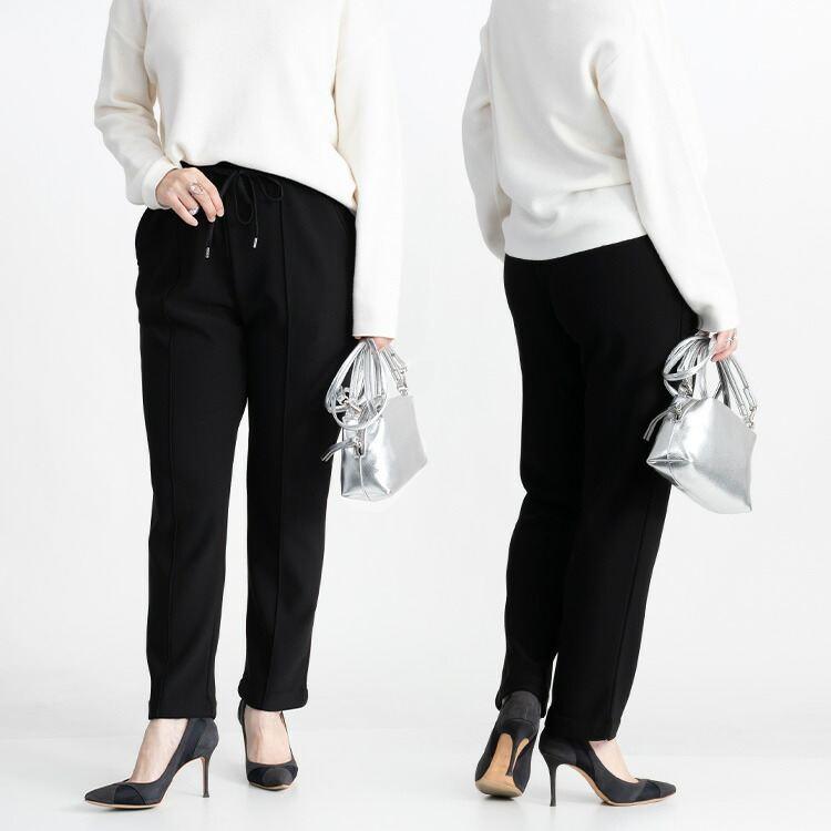 【再入荷】【送料無料】 裏起毛でぽかぽか、きれい見えストレッチテーパードパンツ M-LL 4色 洗える 裏起毛 伸縮性 レディース ボトムス パンツ ウエストゴム |  | 14