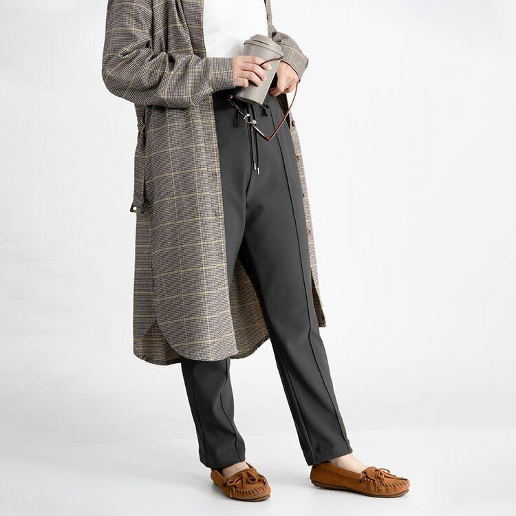 【再入荷】【送料無料】 裏起毛でぽかぽか、きれい見えストレッチテーパードパンツ M-LL 4色 洗える 裏起毛 伸縮性 レディース ボトムス パンツ ウエストゴム |  | 09