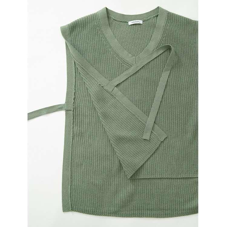 【大幅値下】 Vネックサイドリボンニットベスト 4色 洗える レディース トップス ニット レイヤード ベスト 重ね着 綿 アクリル ローゲージニット 春秋冬 |  | 15