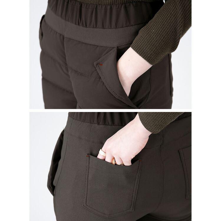 【送料無料】 裏起毛使いプレミアムダウンパンツ 洗える レディース ボトムス パンツ ダウンパンツ ダウン 股上普通 裏シャギー 暖かい 防寒 寒さ対策 |  | 10