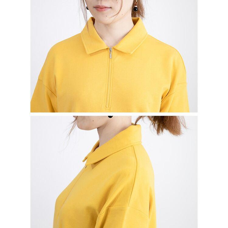 【送料無料/再入荷】ハーフジップポロシャツ 4色 M-L 洗える 半袖 レディース トップス ポロシャツ カットソー |  | 18