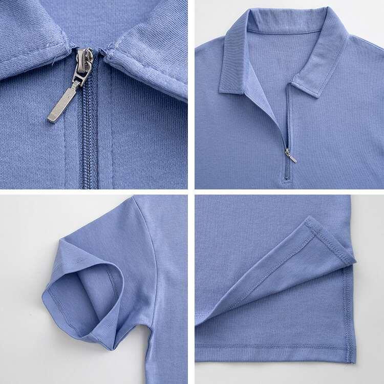 【送料無料/再入荷】 ハーフジップポロシャツ 4色 M-L 洗える レディース トップス ポロシャツ カットソー プルオーバー ジップ 衿付き カジュアル 綿 夏 |  | 15