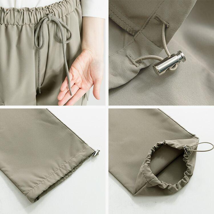 【送料無料】大人のカーゴパンツ 4色 M L 洗える レディース ボトムス パンツ ワークパンツ ウエストゴム ポケット付 ミリタリー パラシュートパンツ ポプリン |  | 16