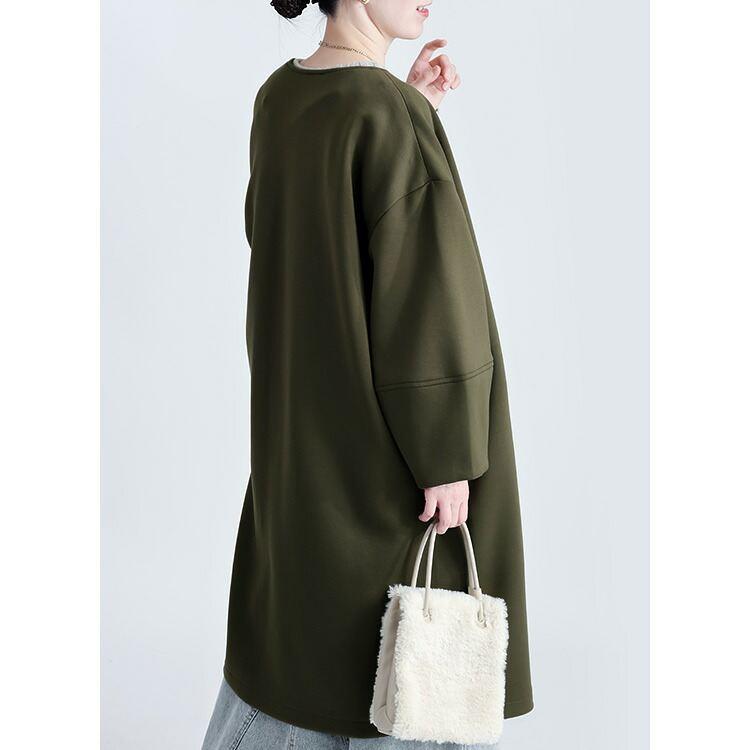 【登場】【送料無料/再入荷】 ダンボールニットコート 5色 M-L 洗える 防シワ 長袖 レディース アウター コート 春コート ブラインドホック ノーカラー ぽわん袖 |  | 16