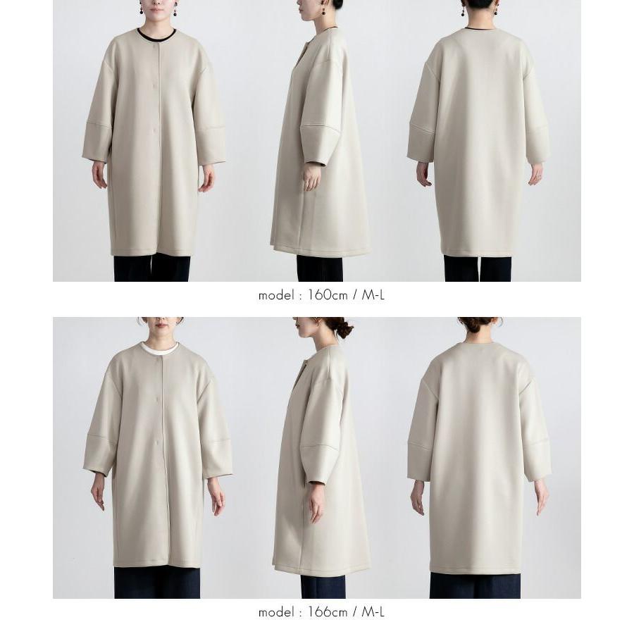 【送料無料/再入荷】 ダンボールニットコート 2色 M-L 洗える 防シワ 長袖 レディース アウター コート 春コート 秋コート ブラインドホック ぽわん袖 |  | 14