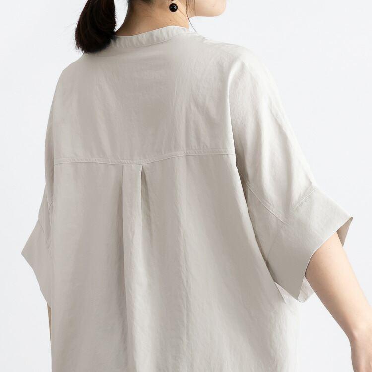 【送料無料/再入荷】ラクなのに細見えするスキッパーブラウス 5色 M-L 洗える 6分袖 軽量 レディース トップス ブラウス チュニック アイロン不要 春夏秋 |  | 09