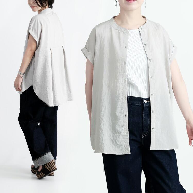 【送料無料/再入荷】 美映えするエアリーブラウス 5色 M-LL 洗える 半袖 軽量 イージーケア レディースファッション トップス ブラウス 後ろタック 春夏秋 |  | 10