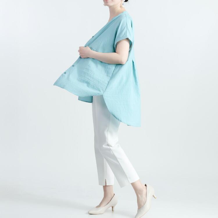 【送料無料/再入荷】 美映えするエアリーブラウス 5色 M-LL 洗える 半袖 軽量 イージーケア レディースファッション トップス ブラウス 後ろタック 春夏秋 |  | 12