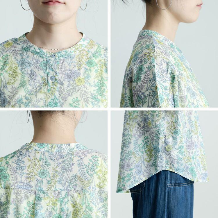 【送料無料】 UVカット花柄ブラウス M L 洗える 半袖 レディース トップス ブラウス チュニック UV対策 紫外線対策 花柄 綿 涼しい 大人 キレイめ 上品 夏 9014 |  | 12