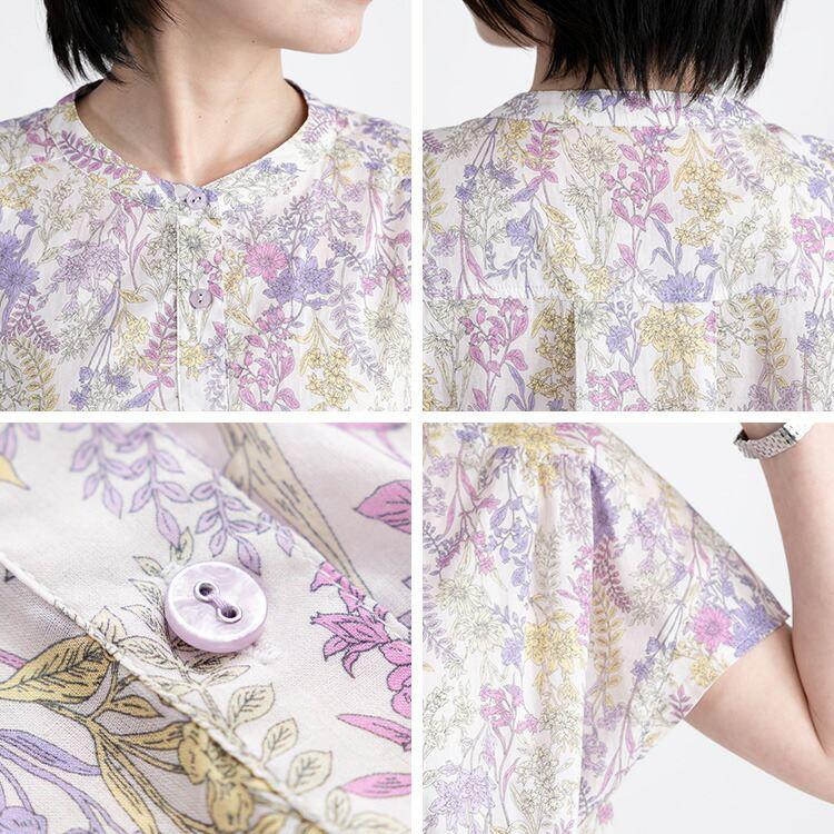 【送料無料】UVカット花柄ブラウス 洗える レディースファッション ブラウス チュニック UV 紫外線対策 花柄 綿 涼しい キレイめ 上品 大人 |  | 16