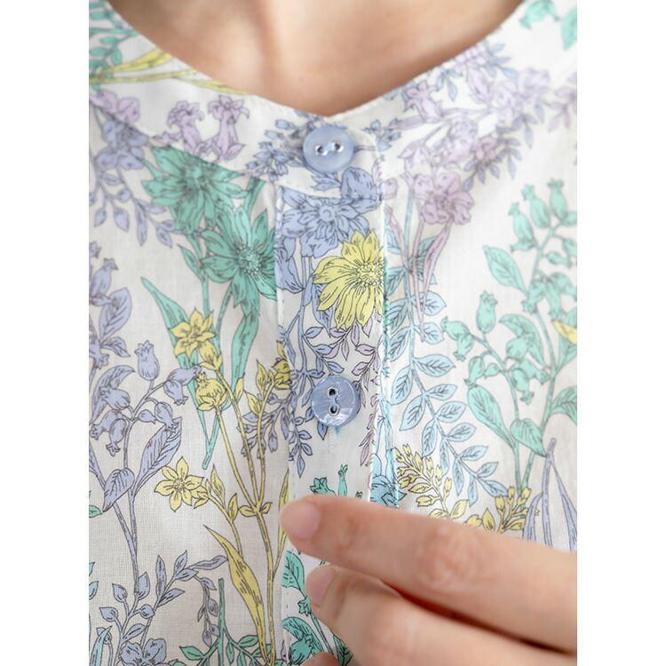 【送料無料】UVカット花柄ブラウス 洗える レディースファッション ブラウス チュニック UV 紫外線対策 花柄 綿 涼しい キレイめ 上品 大人 |  | 02