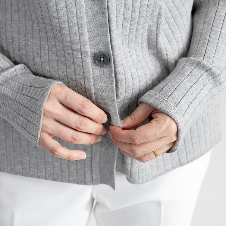 【送料無料/再入荷】衿付きリブニットカーディガン 4色 M-L 洗える 長袖 レディース アウター トップス カーディガン リブ ニット 衿付き 羽織り 前ボタン |  | 10