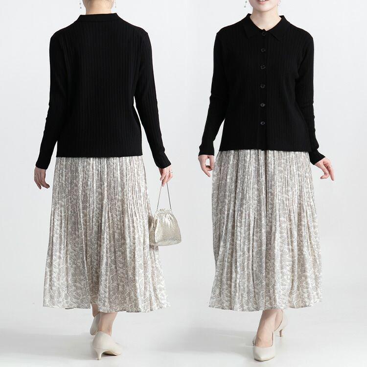 【送料無料/再入荷】衿付きリブニットカーディガン 4色 M-L 洗える 長袖 レディース アウター トップス カーディガン リブ ニット 衿付き 羽織り 前ボタン |  | 15