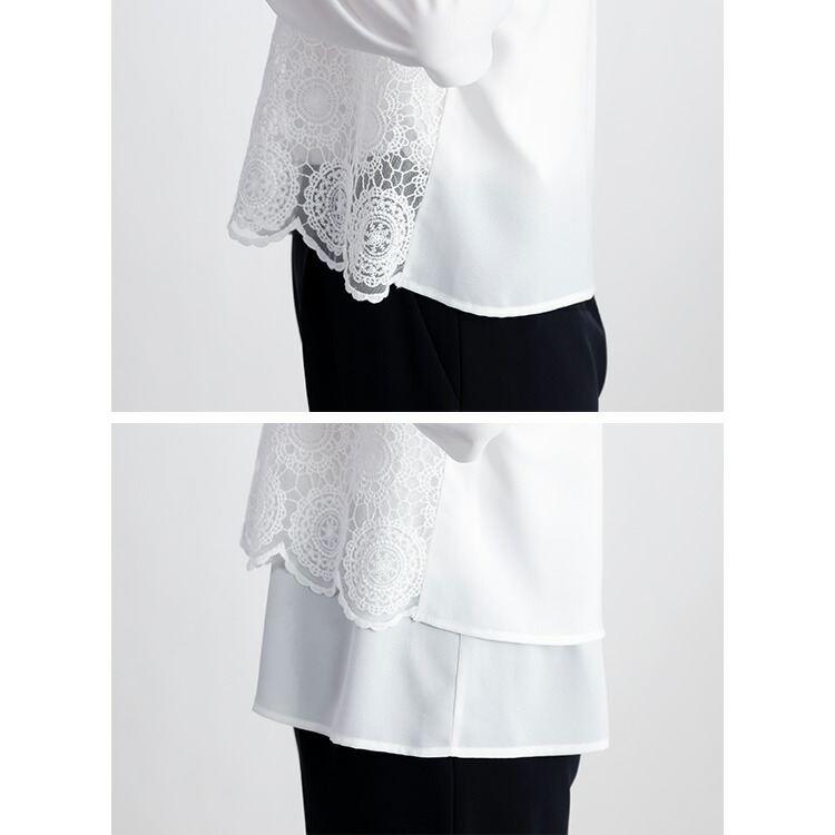 【送料無料/再入荷】 レースブラウス 3色 M-LL 長袖 洗える スカラップ刺繍 レディース トップス ブラウス フォーマル 冠婚葬祭 オフィス オケージョン デート |  | 14