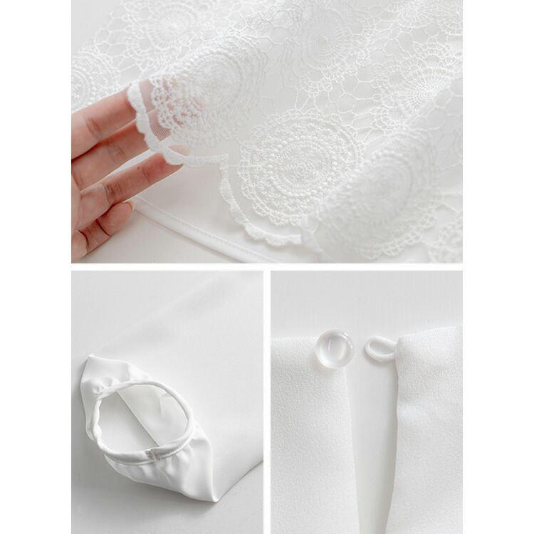 【送料無料/再入荷】 レースブラウス 3色 M-LL 長袖 洗える スカラップ刺繍 レディース トップス ブラウス フォーマル 冠婚葬祭 オフィス オケージョン デート |  | 15