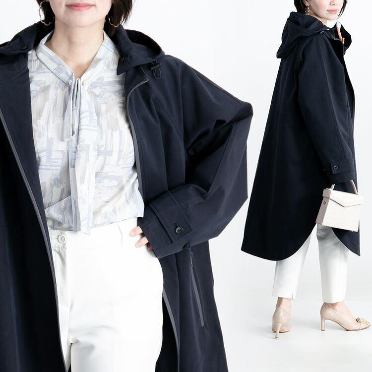 【送料無料】 ツイルロングコート 4色 M L 洗える 綿混 レディース アウター コート ロングコート フード付き 取り外し可能 |  | 13