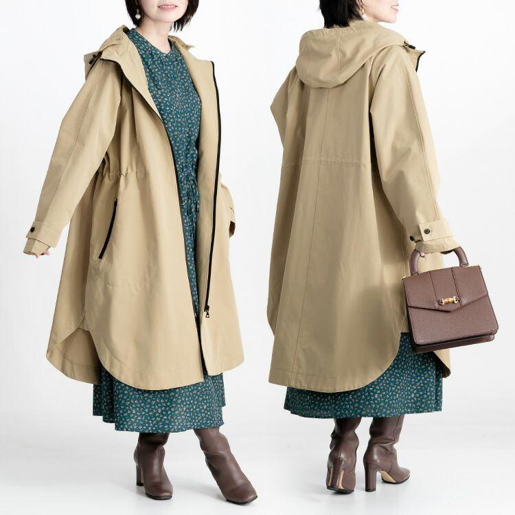 【送料無料】 ツイルロングコート 4色 M L 洗える 綿混 レディース アウター コート ロングコート フード付き 取り外し可能 |  | 08