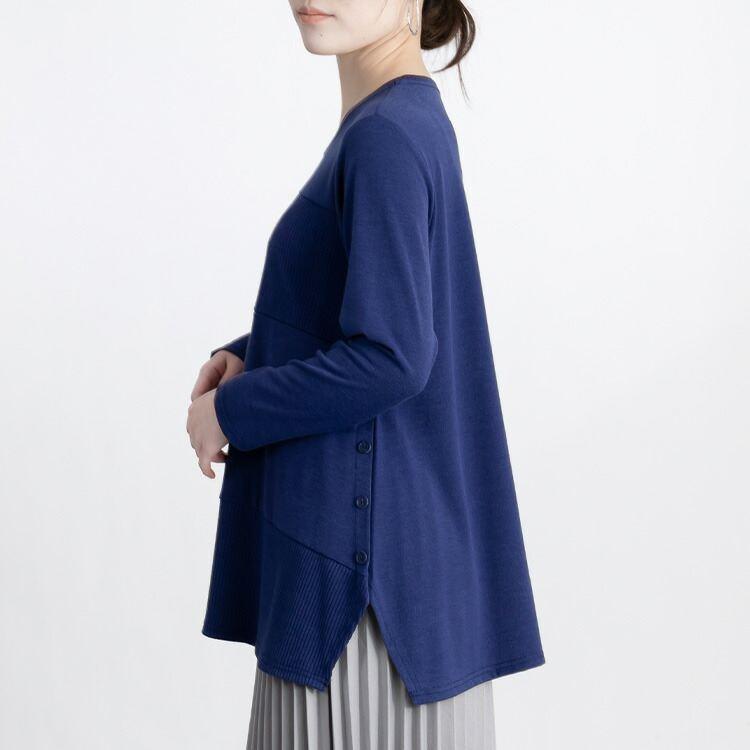 【残り僅か】【送料無料】 デザインヘム使いチュニック 6色 M L 洗える 長袖 レディース トップス カットソー チュニック クルーネック プルオーバー 体型カバー |  | 13