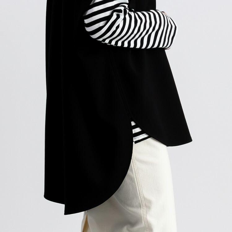 【送料無料】 無地×ボーダーレイヤードセット M L 洗濯機 レディース トップス アンサンブル 重ね着 コーデいらず 体型隠し 1419 |  | 11