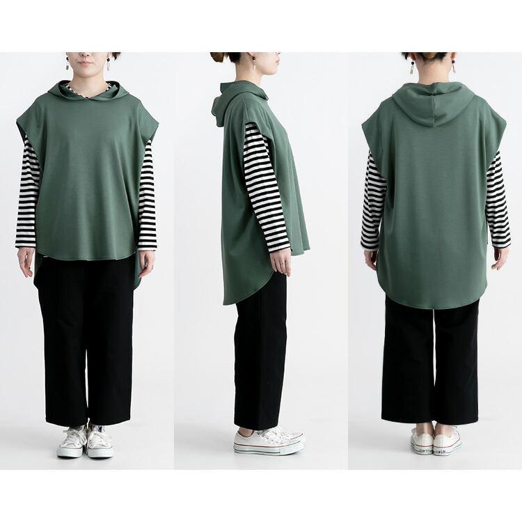 【送料無料】 無地×ボーダーレイヤードセット M L 洗濯機 レディース トップス アンサンブル 重ね着 コーデいらず 体型隠し 1419 |  | 07