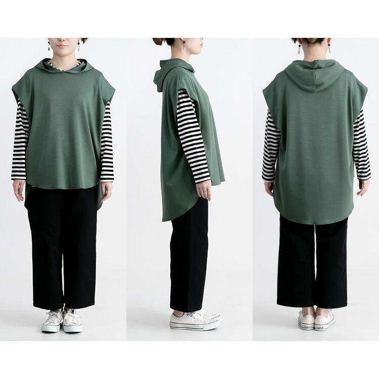 【送料無料】無地×ボーダーレイヤード2点セット 2色 M L 洗える レディース トップス アンサンブル プルオーバー ベスト |  | 07