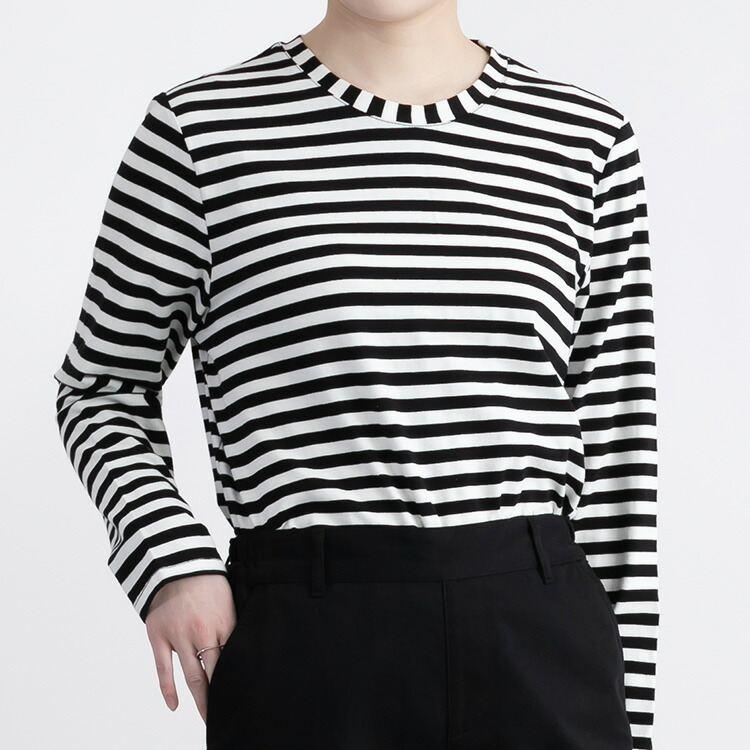 【送料無料】無地×ボーダーレイヤード2点セット 2色 M L 洗える レディース トップス アンサンブル プルオーバー ベスト |  | 08