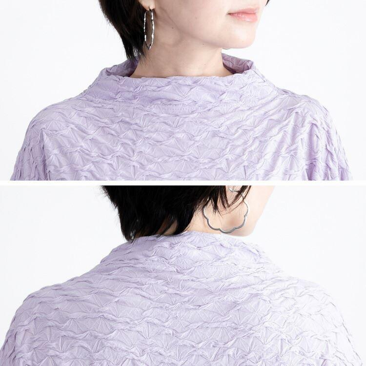 【送料無料】 ふくれジャガードチュニック 洗える レディース トップス カットソー Aライン 変わり織り ストレッチ 大人 上品 キレイ 春秋冬 |  | 14