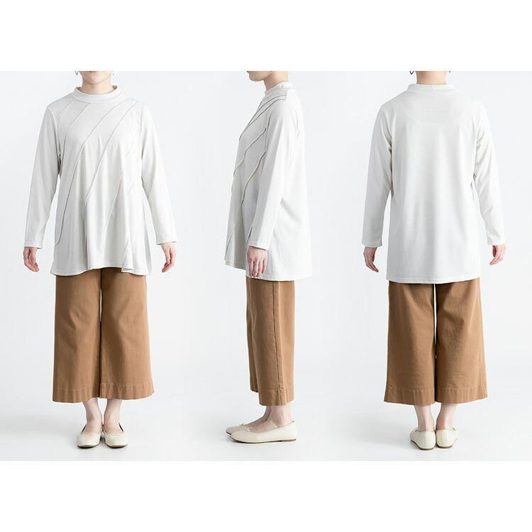 【送料無料】 斜めピンタック入りチュニック 洗える 長袖 Aライン レディース トップス カットソー チュニック 大人 キレイめ 伸縮性 2519 |  | 06