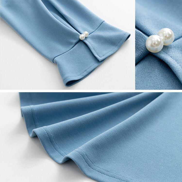 【送料無料】 パール付きチュニック 洗える ぽわん袖 七分袖 レディース トップス カットソー プルオーバー チュニック 体型隠し 大人 きれいめ 1619 |  | 15