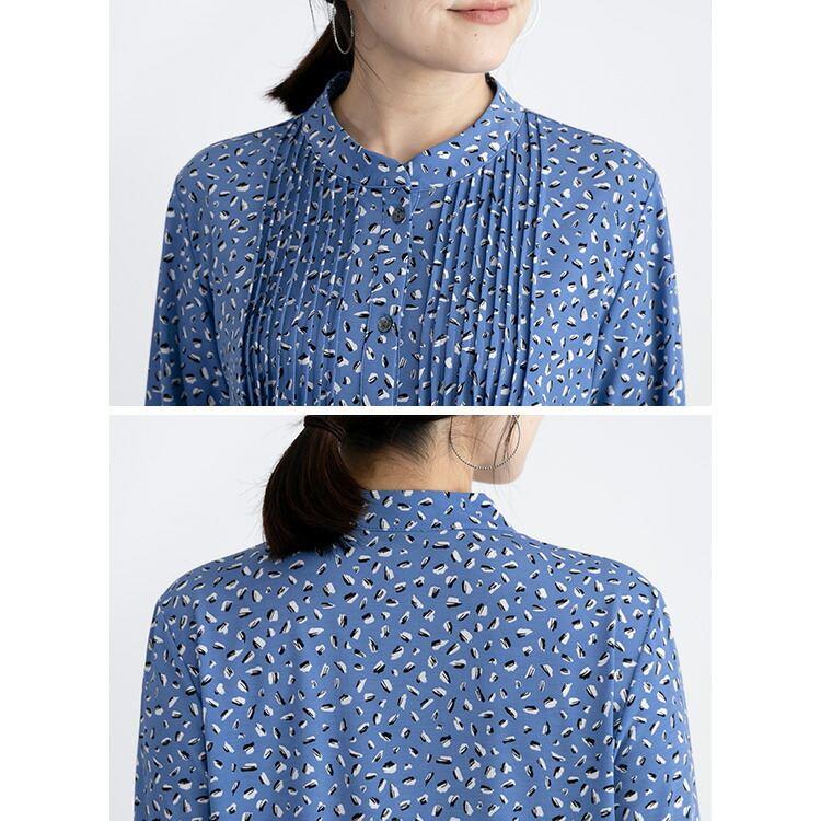 【大幅値下】 シワにならない総柄ピンタックブラウス M-LL 2柄 3色 洗える 長袖 レディース トップス ブラウス チュニック 幾何柄 速乾 ストレッチ 春秋 |  | 16