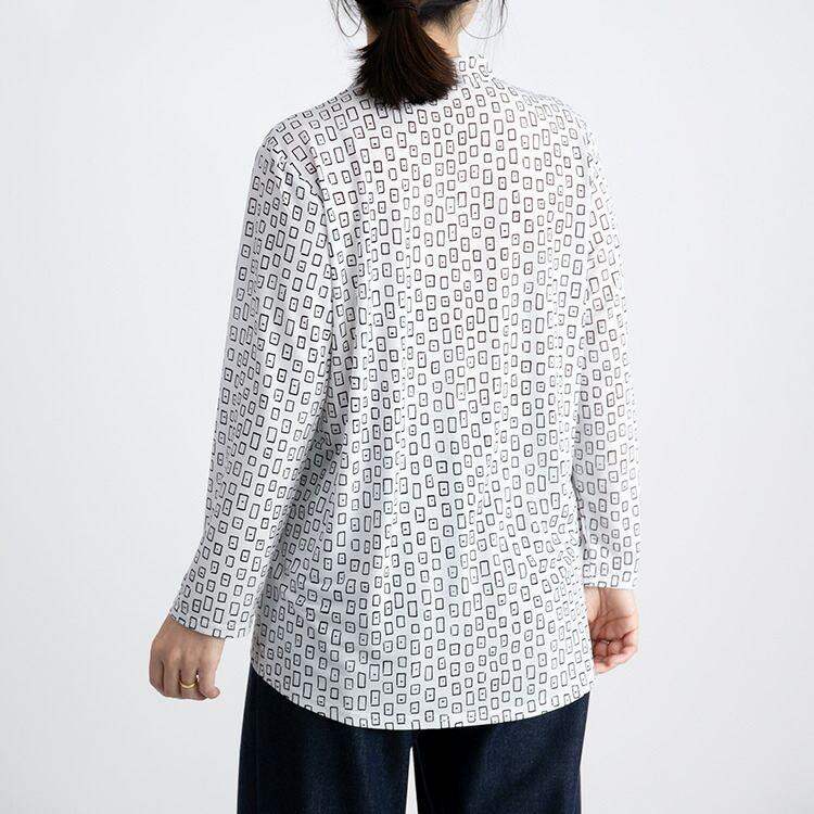 【大幅値下】 シワにならない総柄ピンタックブラウス M-LL 2柄 3色 洗える 長袖 レディース トップス ブラウス チュニック 幾何柄 速乾 ストレッチ 春秋 |  | 06