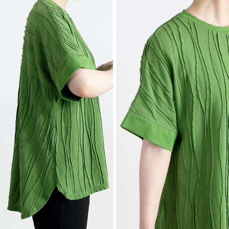 【送料無料】 波柄ジャガードチュニック 洗える 五分袖 レディース トップス チュニック ゆったり ラウンドスリット 大人 上品 8229 |  | 15