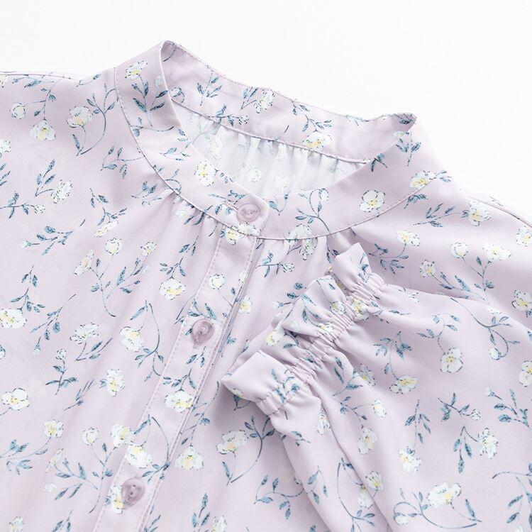 【送料無料】 小花柄プリントブラウス 洗える 長袖 レディース トップス ブラウス プリント 花柄 大人 とろみ ゆったり 上品 キレイめ 8789 |  | 10