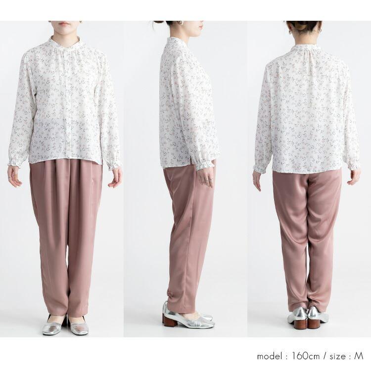 【送料無料】 小花柄プリントブラウス 洗える 長袖 レディース トップス ブラウス プリント 花柄 大人 とろみ ゆったり 上品 キレイめ 8789 |  | 05