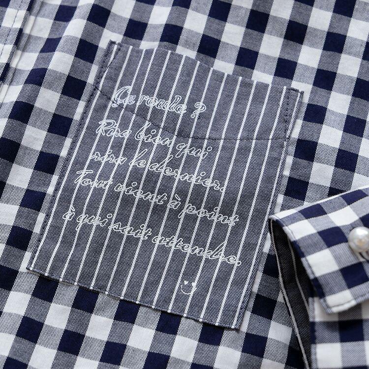 【送料無料】 先染めチェック×ストライプブラウス 2色 M-LL 洗える 長袖 レディース トップス ブラウス シャツ スタンドカラー ミドル丈 チェック 春夏秋 |  | 06