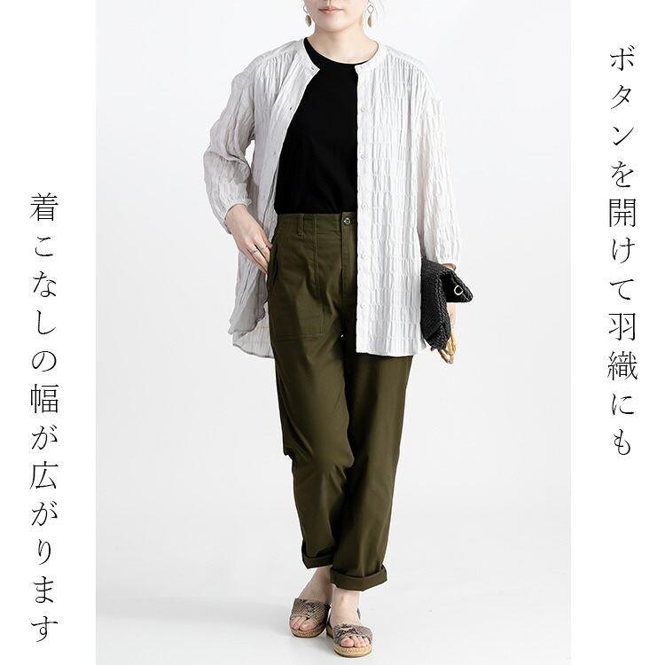 【送料無料】シャーリングギャザーブラウス 4色 M L 洗える 長袖 レディース トップス ブラウス シボ感 大人 きれいめ ぼわん袖 ギャザー 立体的 前開き 8420 |  | 08