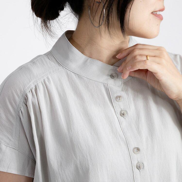 【大幅値下】 綿強撚ブラウス M L 洗える 半袖 綿100％ レディース トップス ブラウス チュニック 大人 きれいめ 上品 キレカジ コットン 無地 1820 |  | 07