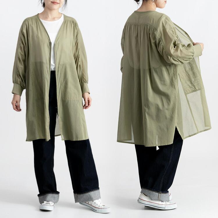 【送料無料】前ジップシアーコート 洗える 長袖 レディース アウター コート スプリングコート 羽織 透け 上品 きれいめ 体型カバー 9912 |  | 11