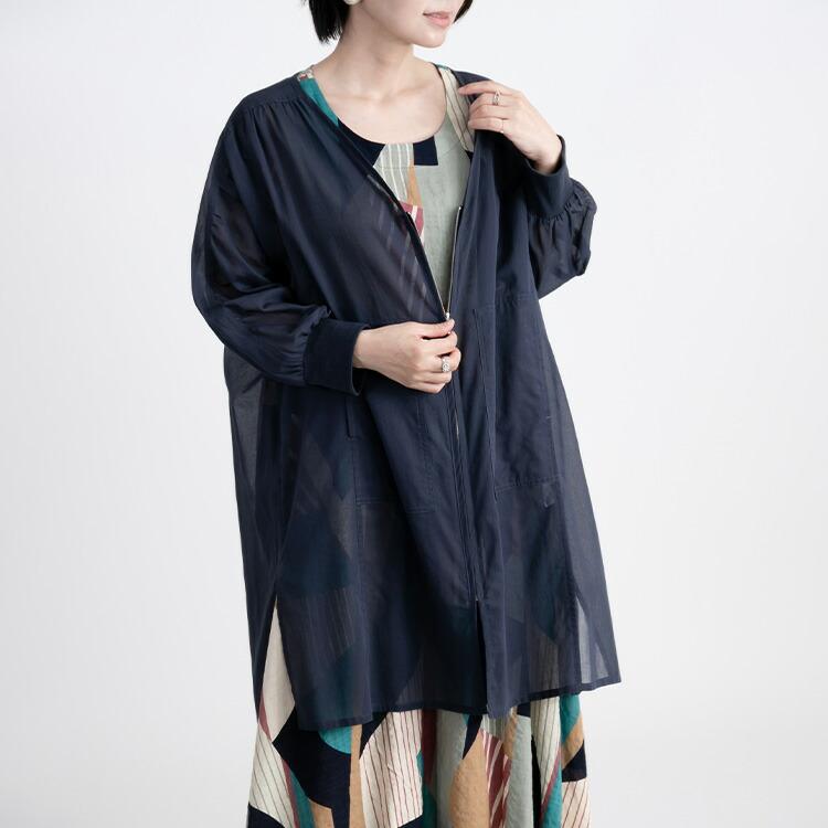 【送料無料】前ジップシアーコート 洗える 長袖 レディース アウター コート スプリングコート 羽織 透け 上品 きれいめ 体型カバー 9912 |  | 14