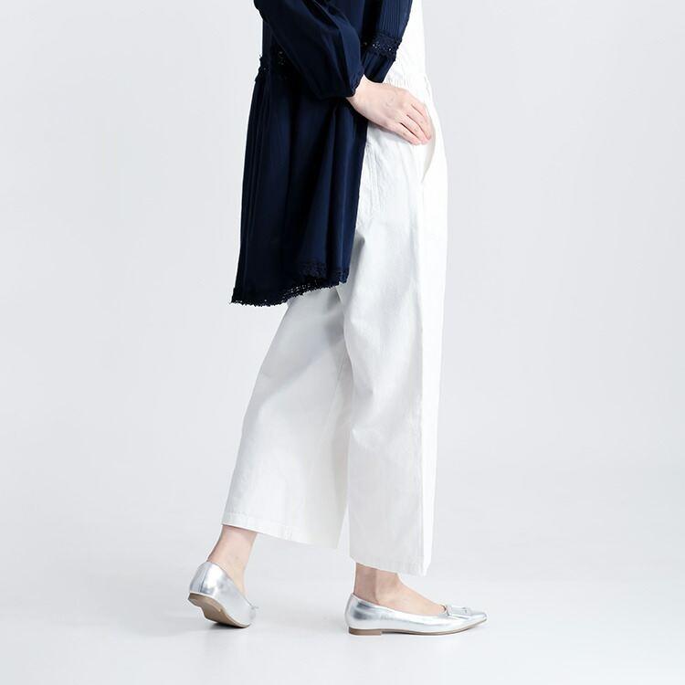 【送料無料/再入荷】 綿100％デニムワイドパンツ 4色 M L 洗える レディース ボトムス パンツ ワイドパンツ デニム ガウチョパンツ ウエストゴム 楽ちん |  | 05