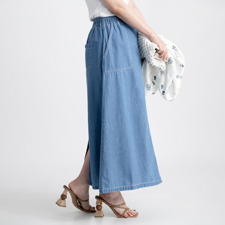 【送料無料】 デニムロングスカート 3色 M L 洗える 綿100% レディース ボトムス スカート ロングスカート デニムスカート 軽量 オールシーズン 春夏秋冬 4334 |  | 06