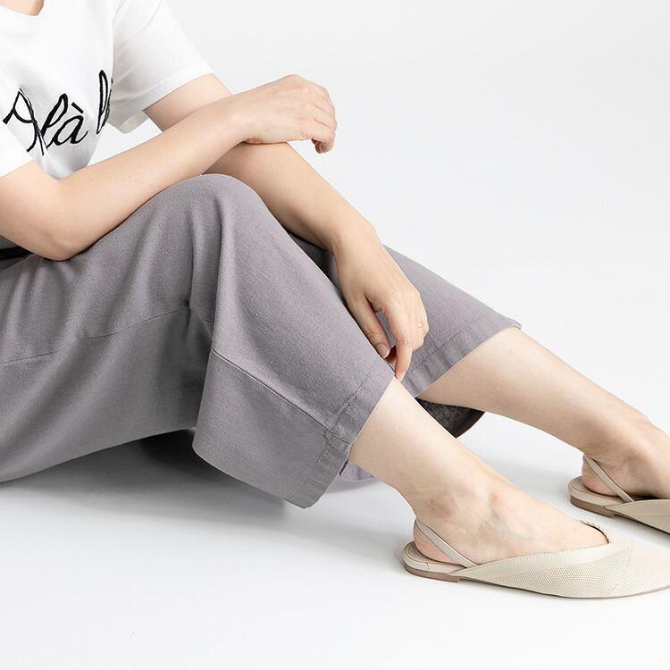 【送料無料】麻混ワイドパンツ 5色 M L 洗える レディース ボトムス パンツ ワイドパンツ ウエストゴム 体型カバー キレイめ 上品 楽ちん 春夏秋 5334 |  | 13
