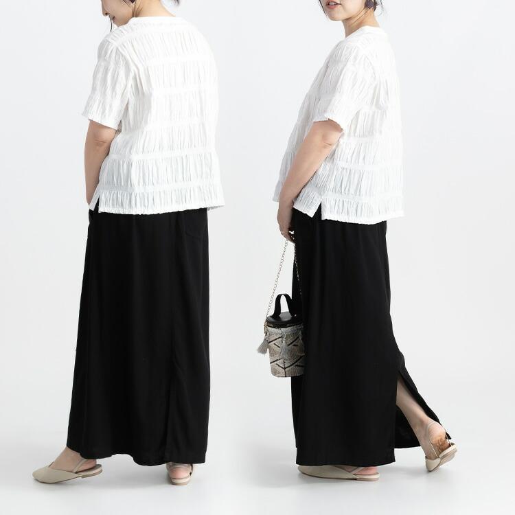 【送料無料】 夏に馴染む！ナチュラルスカート 洗える 綿麻混 レディース ボトムス スカート ロングスカート ウエストゴム 体型カバー 楽ちん 春夏秋 6334 |  | 14