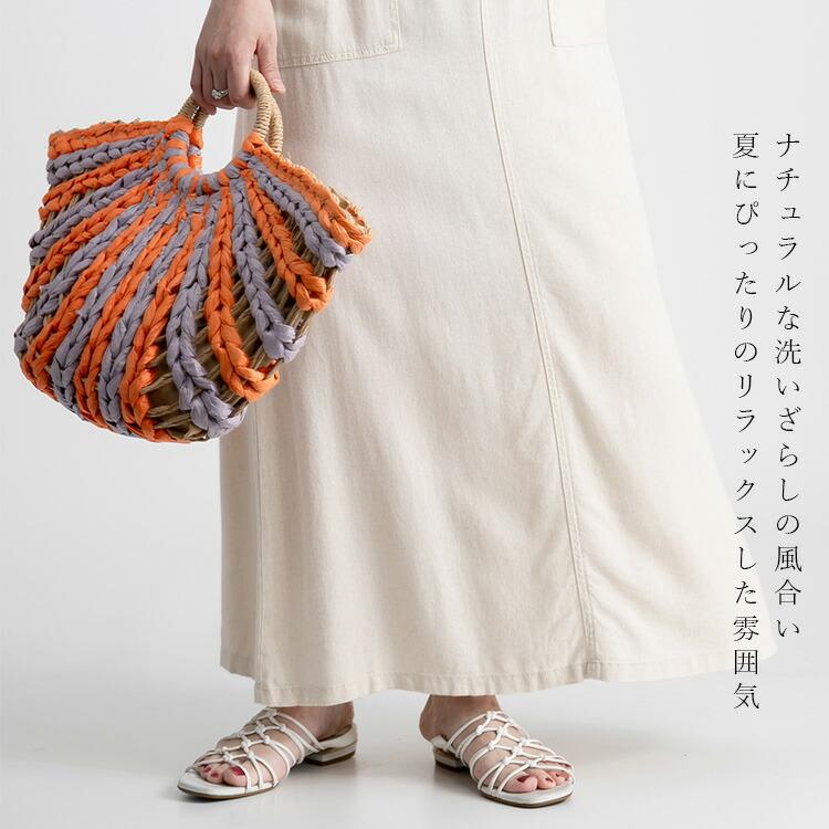 【送料無料】 夏に馴染む！ナチュラルスカート 洗える 綿麻混 レディース ボトムス スカート ロングスカート ウエストゴム 体型カバー 楽ちん 春夏秋 6334 |  | 03