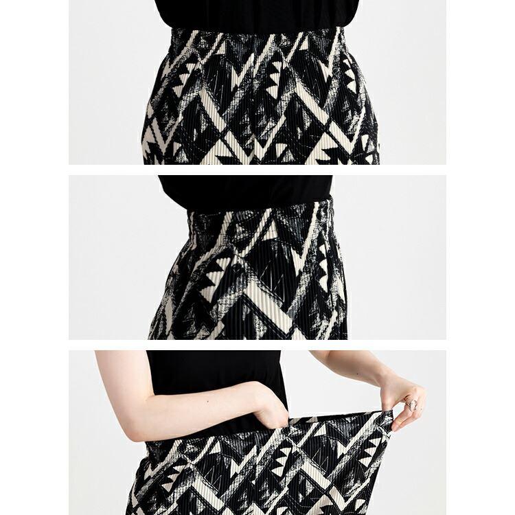 【送料無料】 総柄プリーツパンツ 洗える ロング丈 プリーツ レディース ボトムス ウエストゴム ストレッチ ロングパンツ 上品 春秋 5434 |  | 11