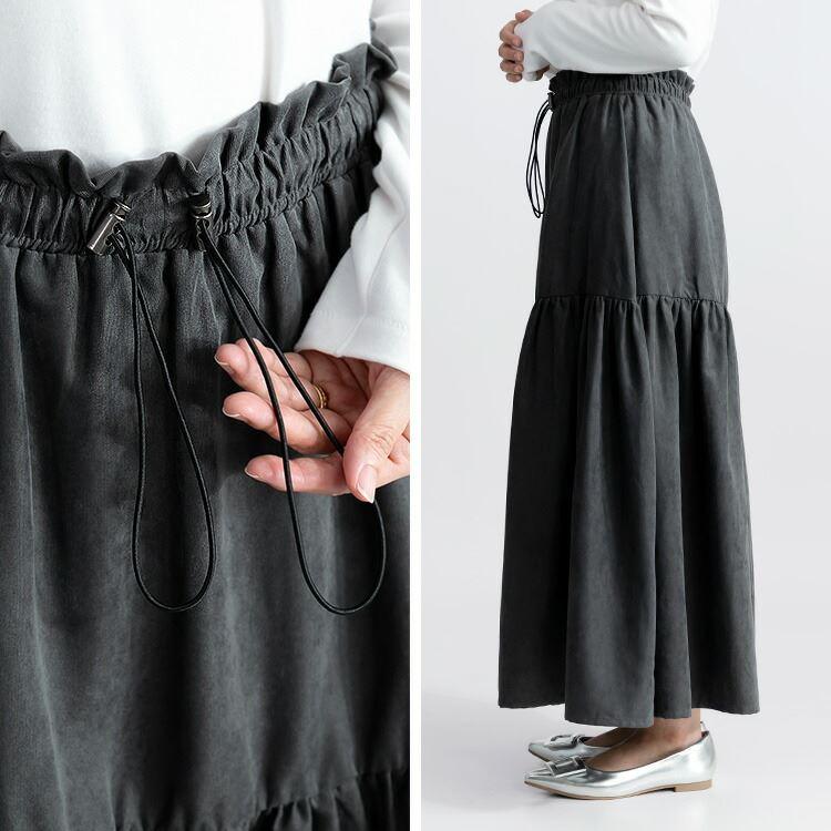 【送料無料】 マイクロコーデュロイ切替ギャザースカート 4色 M-L 洗える レディース ボトムス スカート Aライン 体型カバー コーデュロイ ドロスト |  | 14